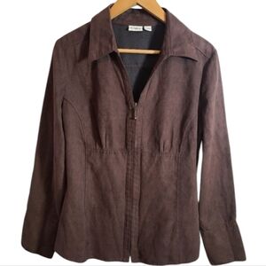 Cato Brown Women's Fuax Suede Lightweight Full-Zip Jacket